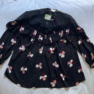 NWT Kate Spade Black and Pink Ruffle Top!